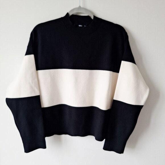 MANGO Oversized striped sweater - Black and White - Picture 4 of 10